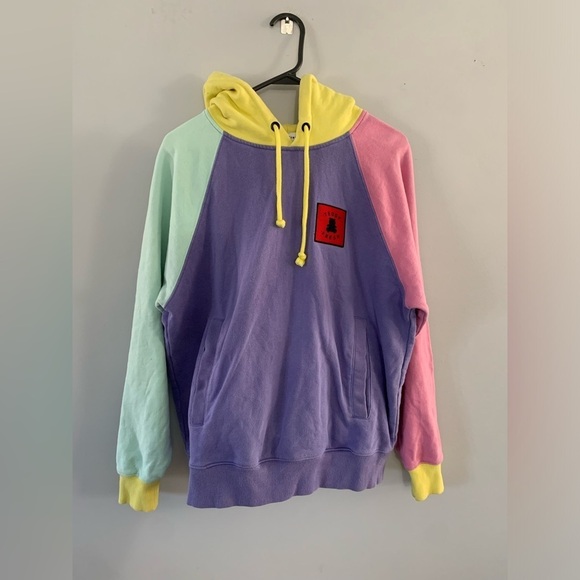 Teddy Fresh Hoodie Sweatshirt Pastel Color Block Purple Yellow Pink Unisex S - Picture 1 of 7